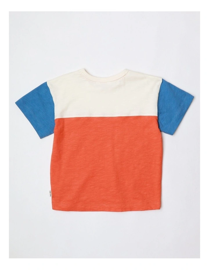 Spencer Short Sleeve Spliced Tee With Sunshine Club Patched in Multicoloured image 2