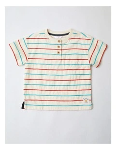 Rufus Textured Jacquard Striped Tee in Multi
