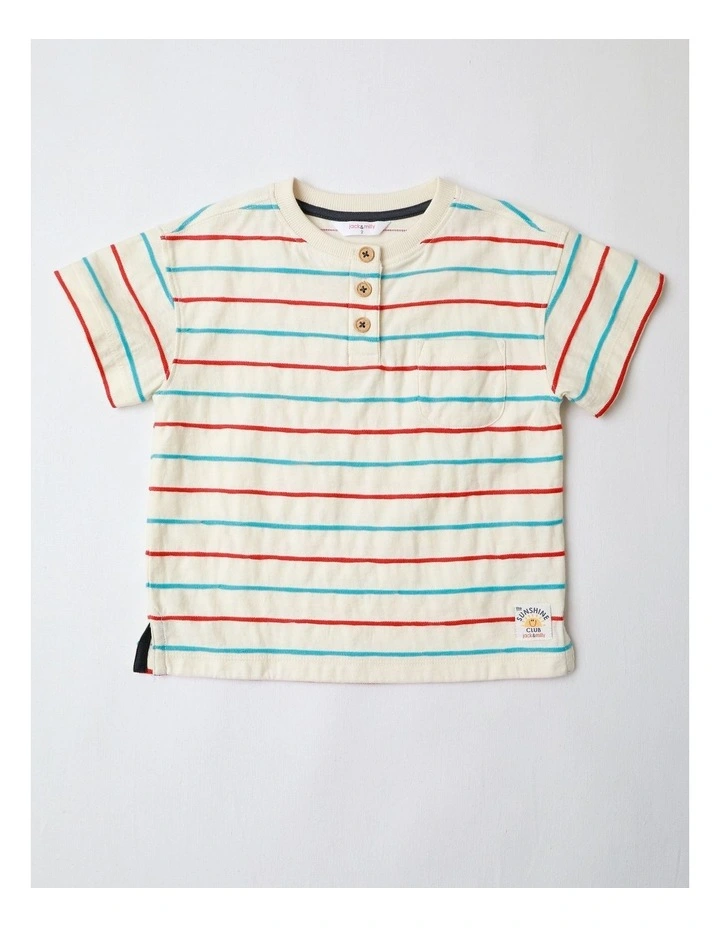 Rufus Textured Jacquard Striped Tee in Multi image 1