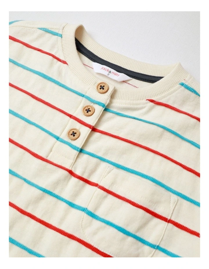 Rufus Textured Jacquard Striped Tee in Multi image 2