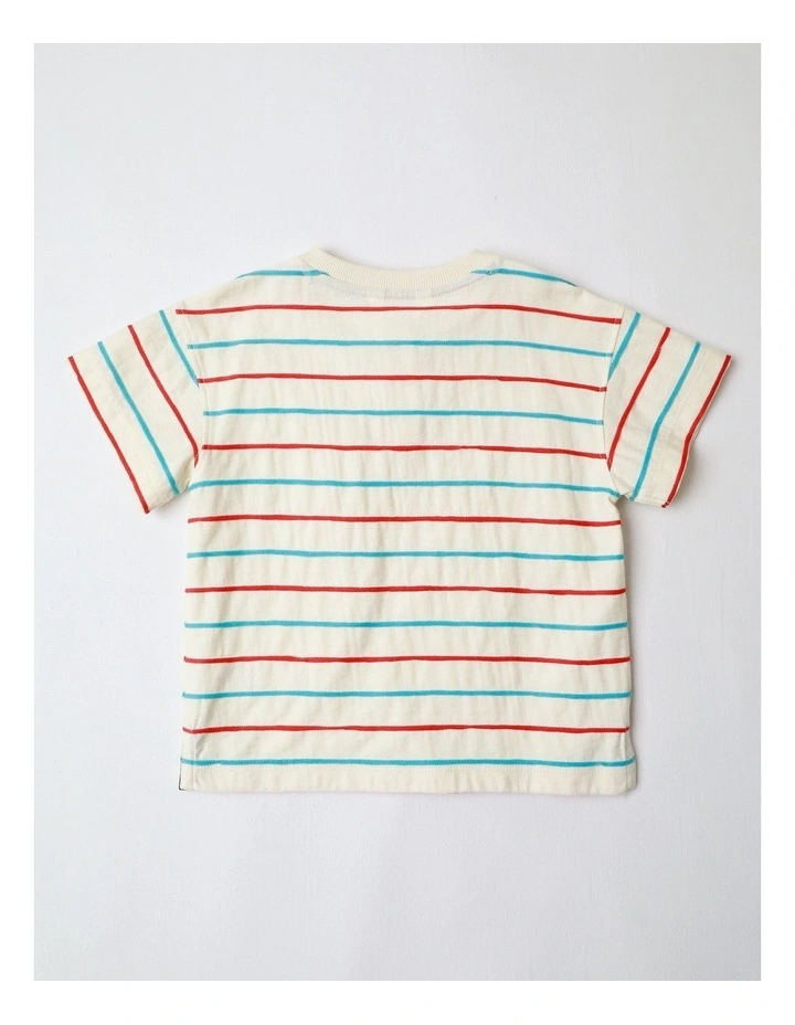 Rufus Textured Jacquard Striped Tee in Multi image 3