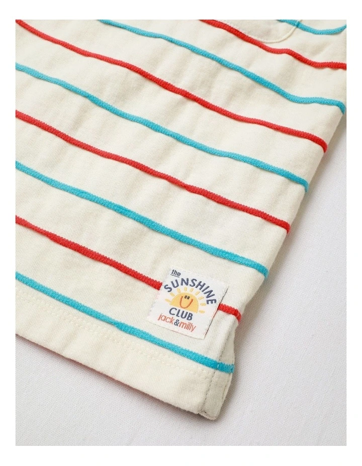 Rufus Textured Jacquard Striped Tee in Multi image 4