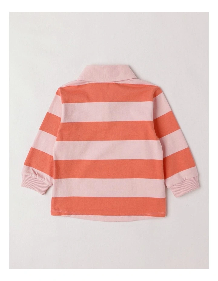 April Stripe Rugby Tee with 3D Tulip Applique in Pink image 3