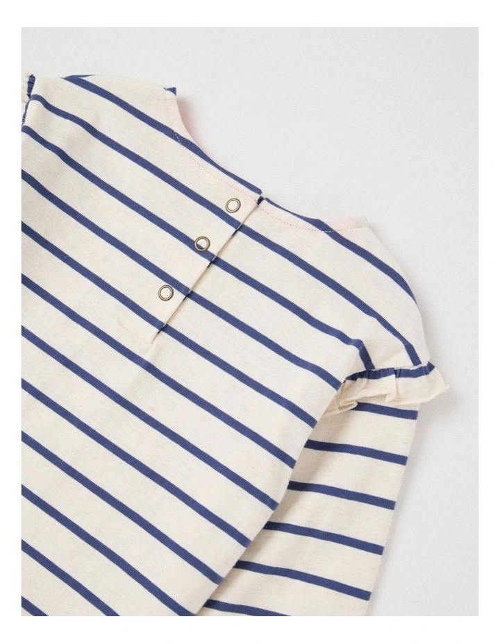 May Stripe Top with Embroidery in Oat Marle image 4