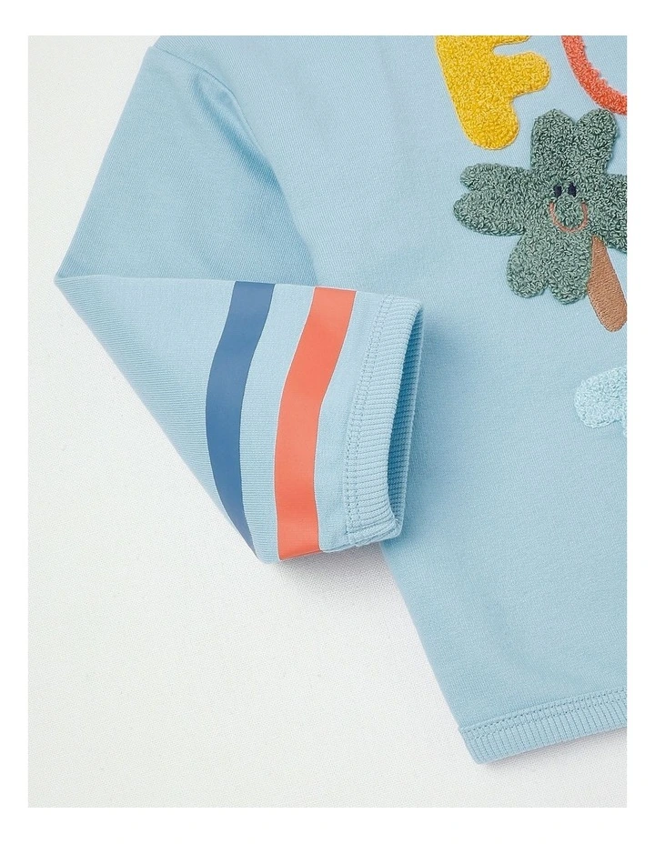 Ernie Funtastic Boucle Sweat Top in Blue image 2