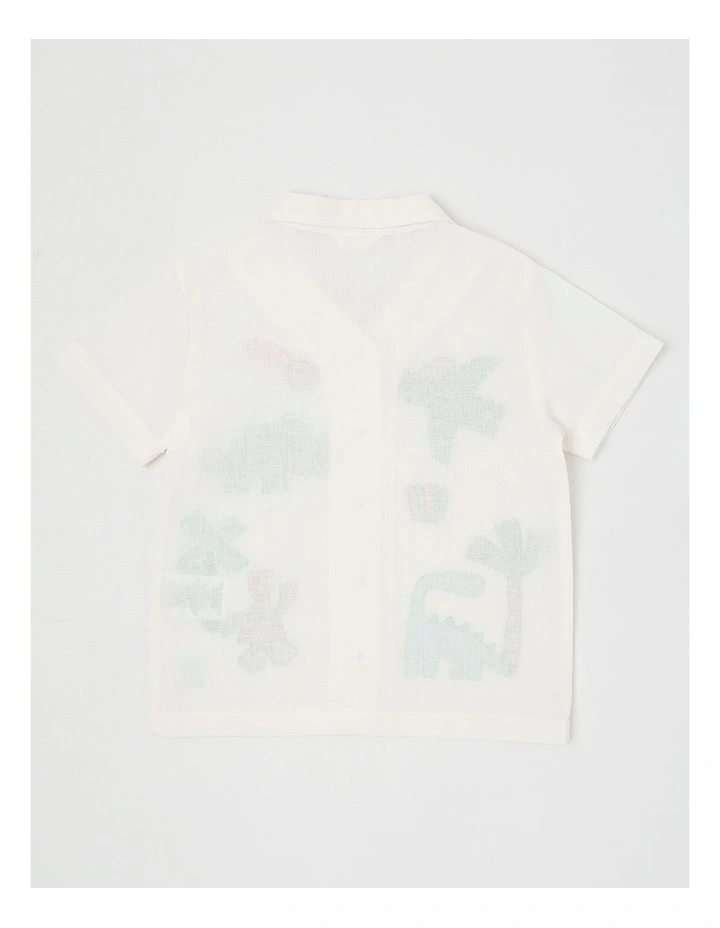 Leroy Dino Printed Shirt in White image 3