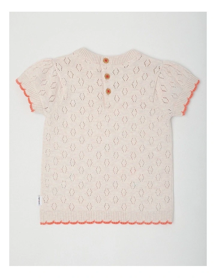 Olive Knit Top in Oat Marle image 3