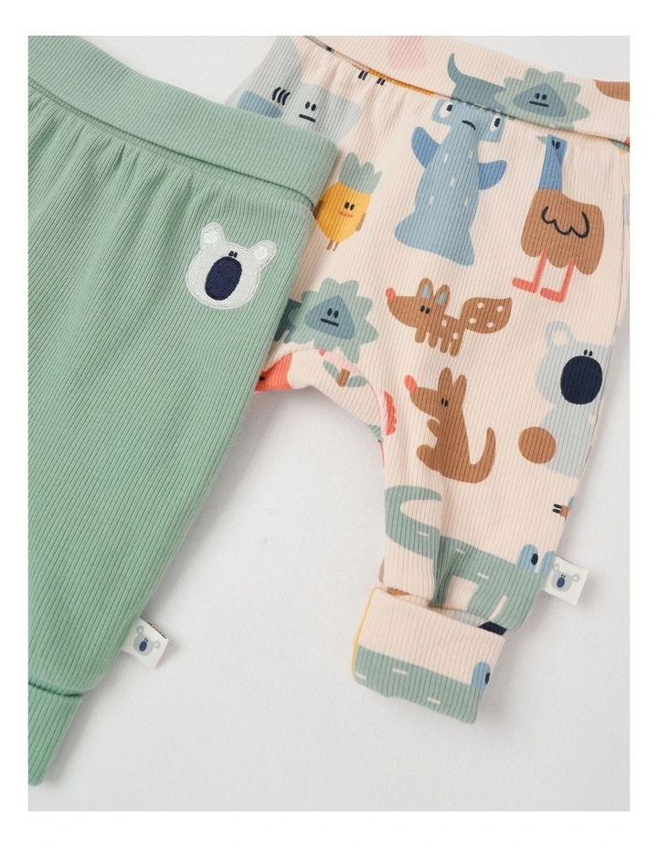 Naturals Sunny 2 Pack Legging Set with Koala Embroidery in Sage image 2