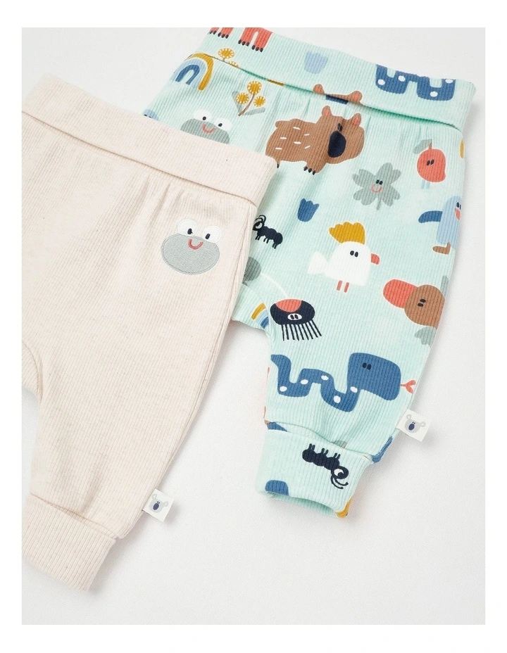 Newborn Naturals Sunny 2 Pack Legging Set in Oat Marle image 2