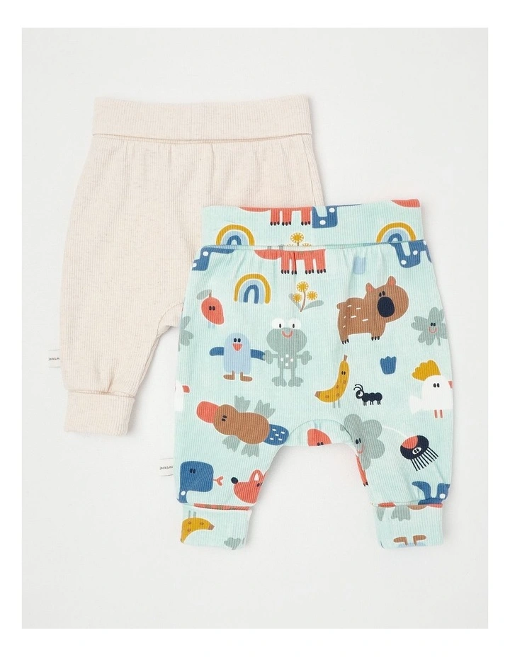 Newborn Naturals Sunny 2 Pack Legging Set in Oat Marle image 3