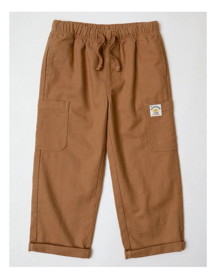 Rex Relaxed Textured Woven Pant in Brown image 1
