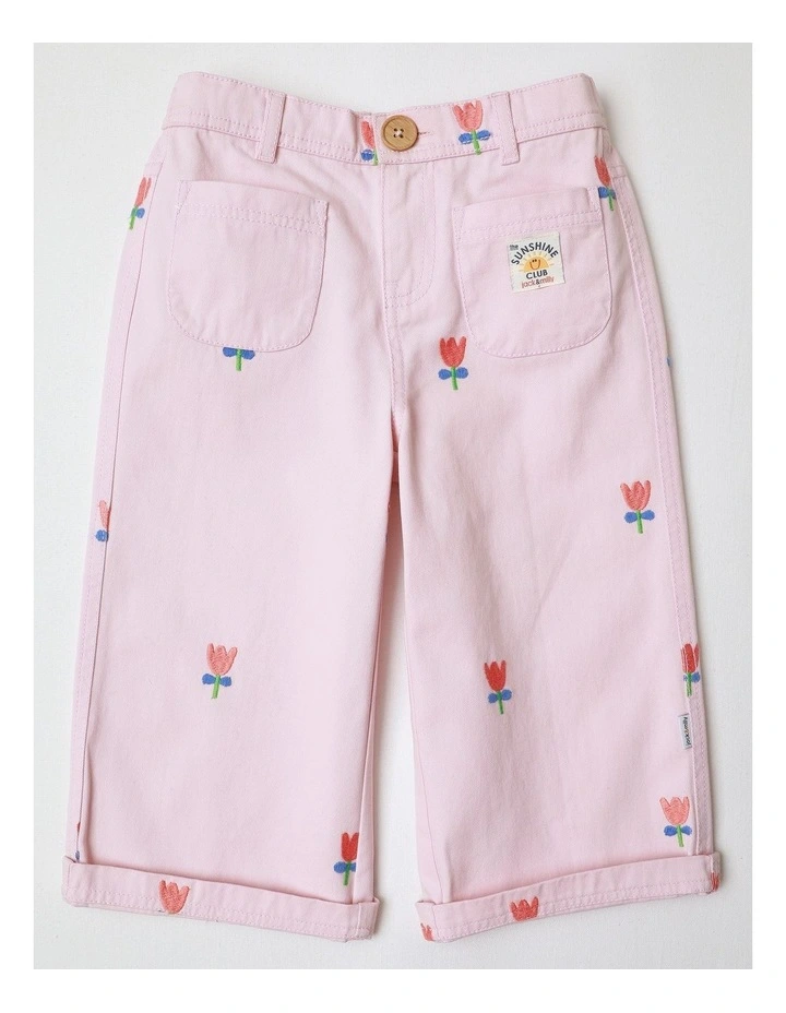 Sadie Woven Wide Leg Pant in Pink image 1