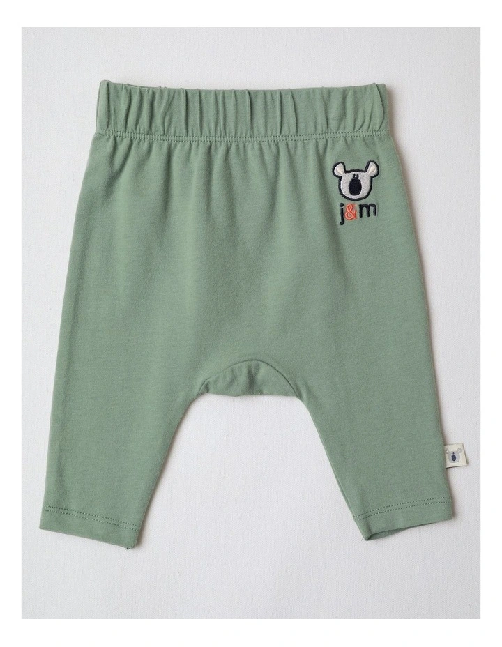 Naturals 2 Pack Leggings with Koala Embroidery in Green image 3