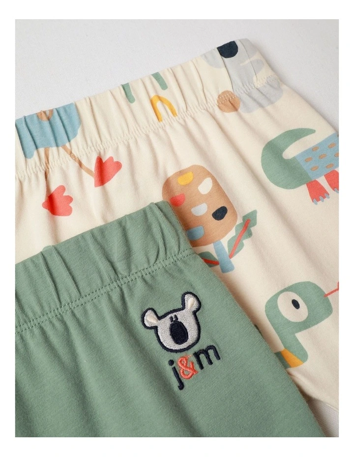 Naturals 2 Pack Leggings with Koala Embroidery in Green image 4
