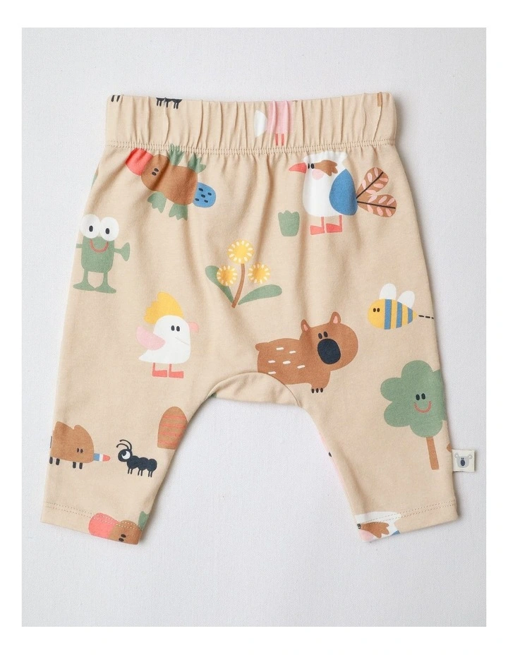 Naturals 2 Pack Leggings with Echidna Embroidery in Oatmeal image 2