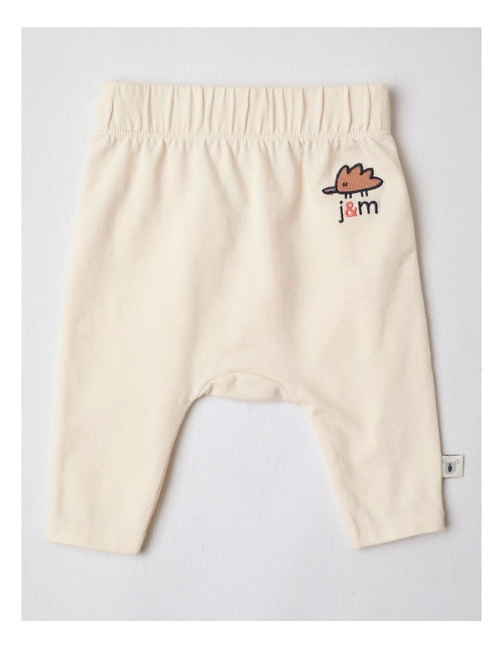 Naturals 2 Pack Leggings with Echidna Embroidery in Oatmeal image 3