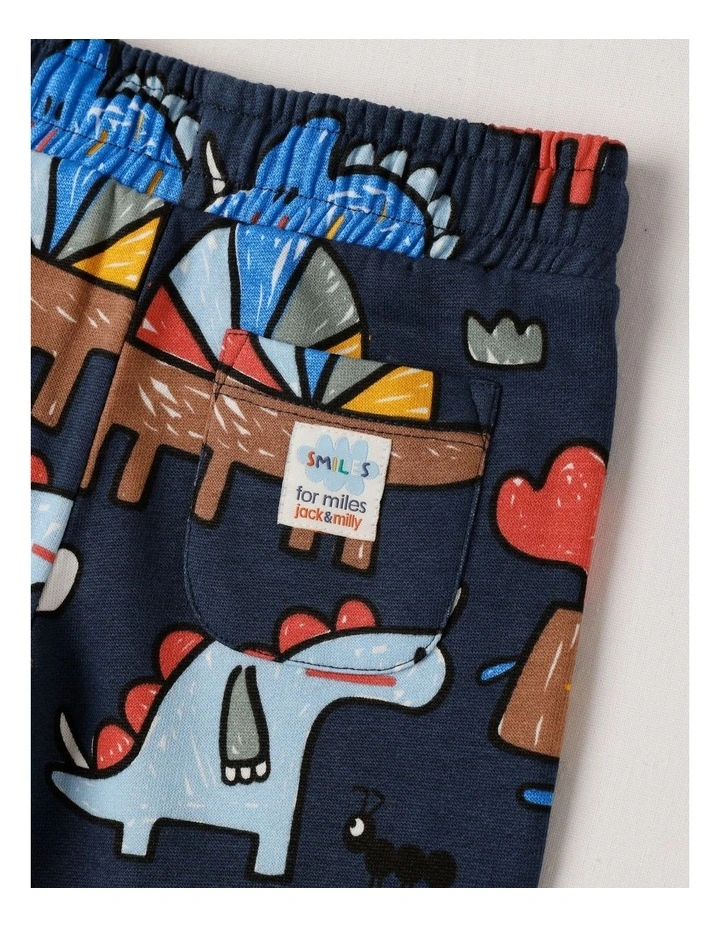 Essentials Lucky Trackpants with Dinosaur Country Print in Navy image 4