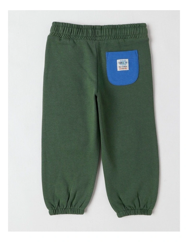 Essentials Juno Trackpants with Doggo Knee Patches in Green image 3
