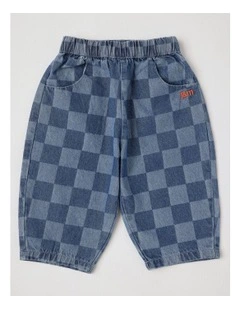 Barney Laser Print Checkerboard in Jean