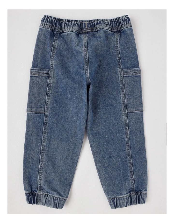 Leroy Denim Pull On Jogger with Side Utility Pockets in Denim image 3