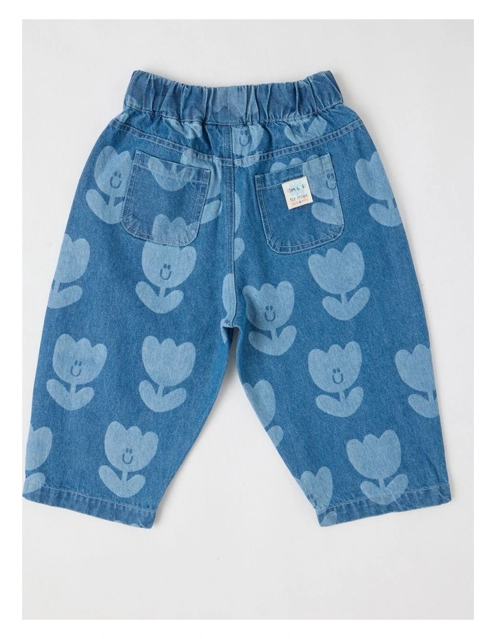 Pip Laser Print Tulip Barrel Leg Jean in Blue image 3