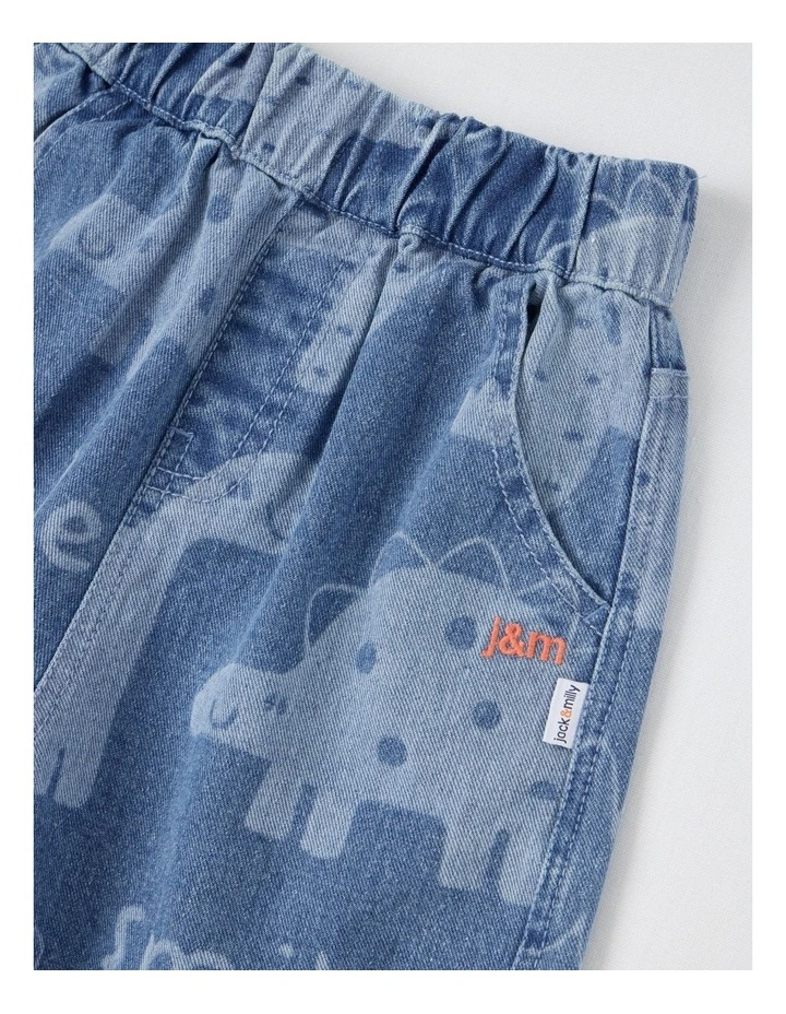 Pip Laser Print Dino Barrel Leg Jean in Blue image 2