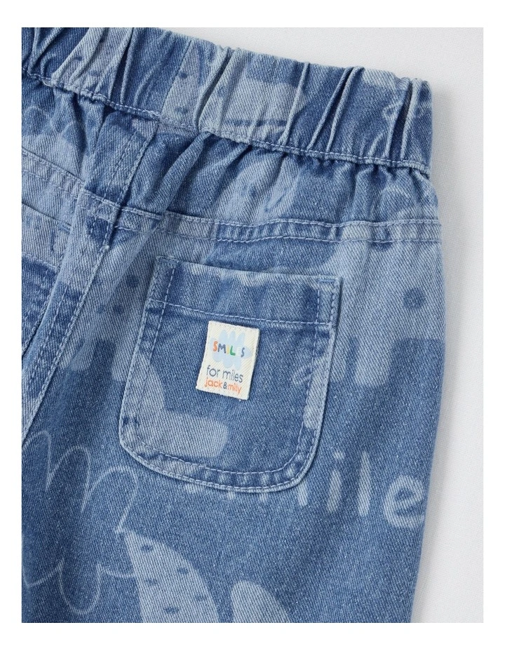 Pip Laser Print Dino Barrel Leg Jean in Blue image 4