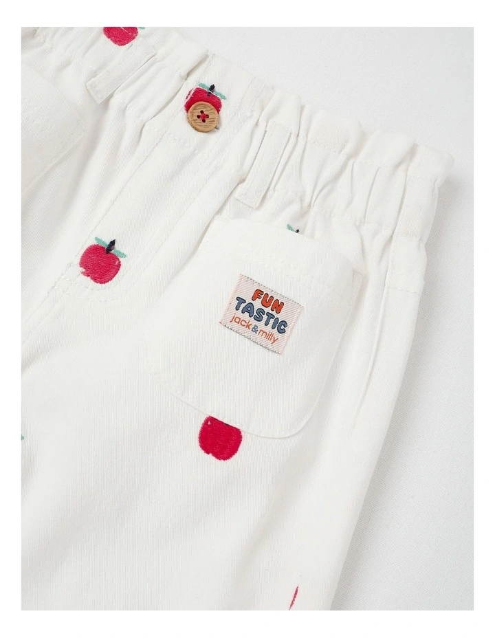 Sadie Wide Leg Pant with Apple Embroidery in White image 2