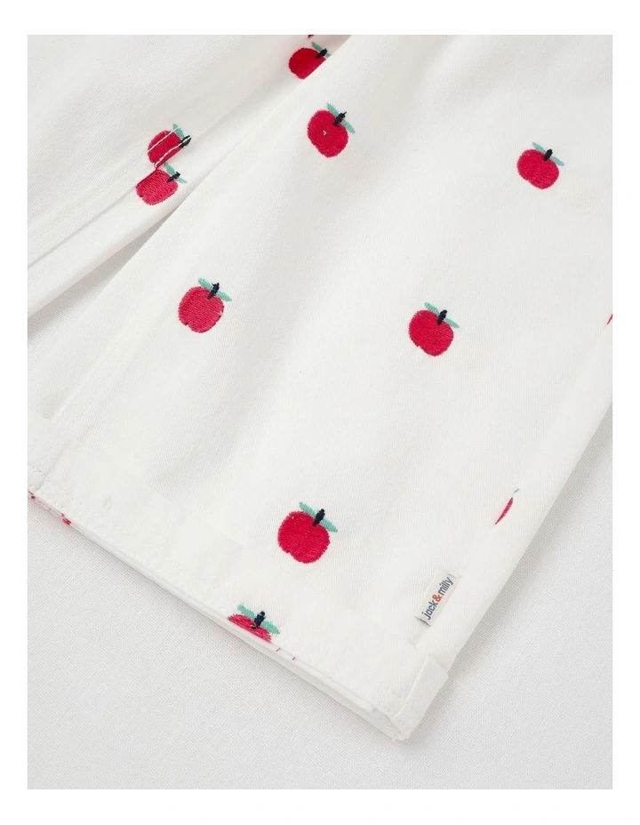 Sadie Wide Leg Pant with Apple Embroidery in White image 4