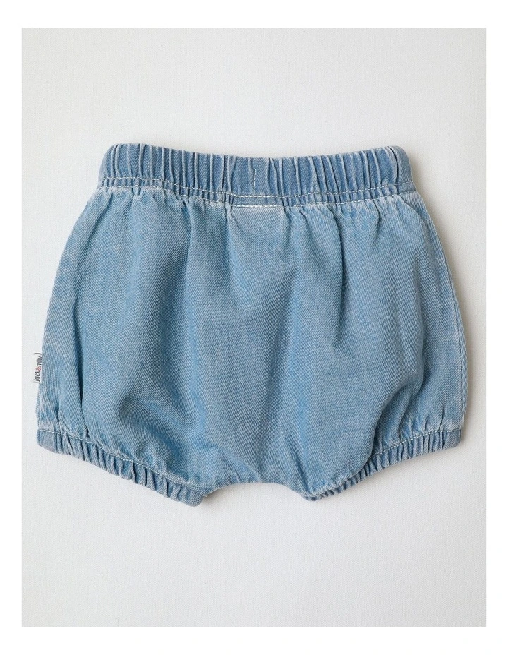 Essentials Mila Knit Denim Short With Ric Rac Trim In Denim image 3