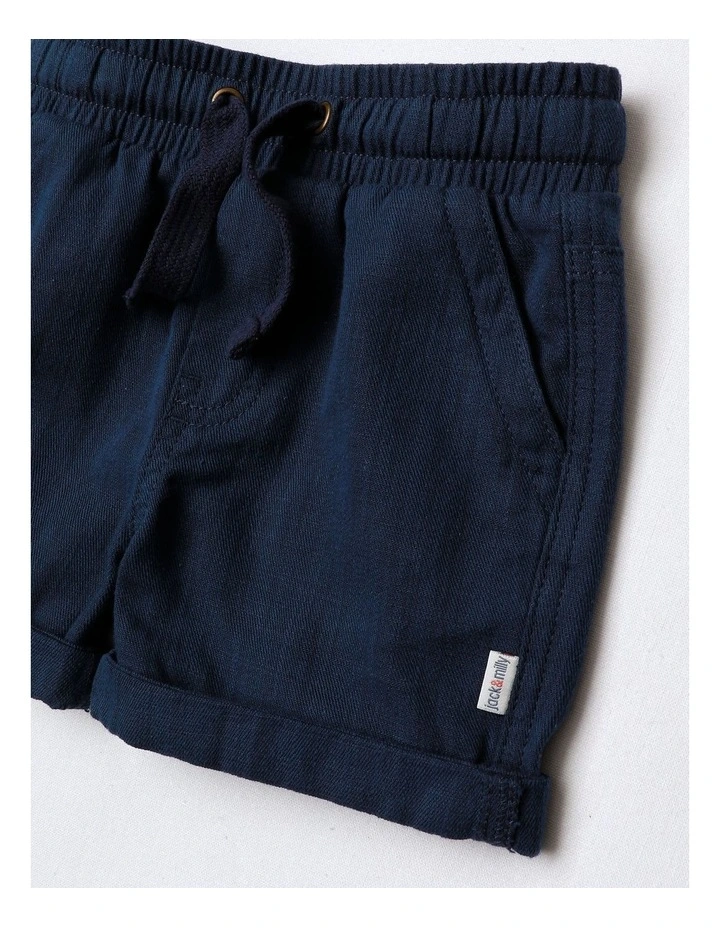 Essentials Mack Textured Woven Short In Navy image 2
