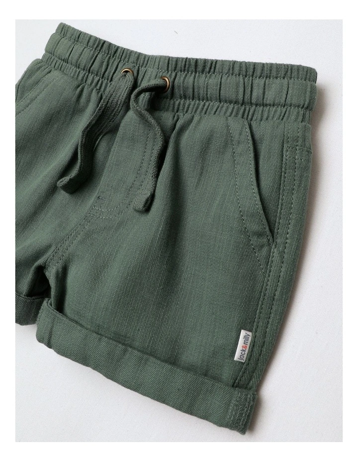 Essentials Mack Textured Woven Short In Green image 2