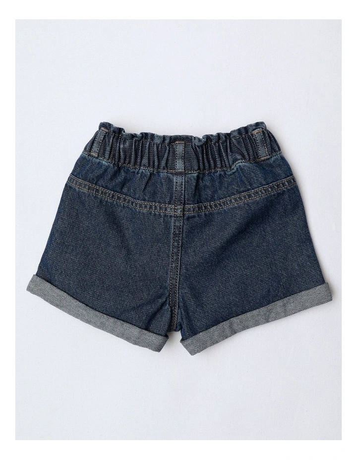 Essentials Izzie Denim Short With Patch Pockets And Ric Rac Trim In Denim image 3