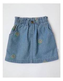 Ester Skirt With Embroidery in Denim