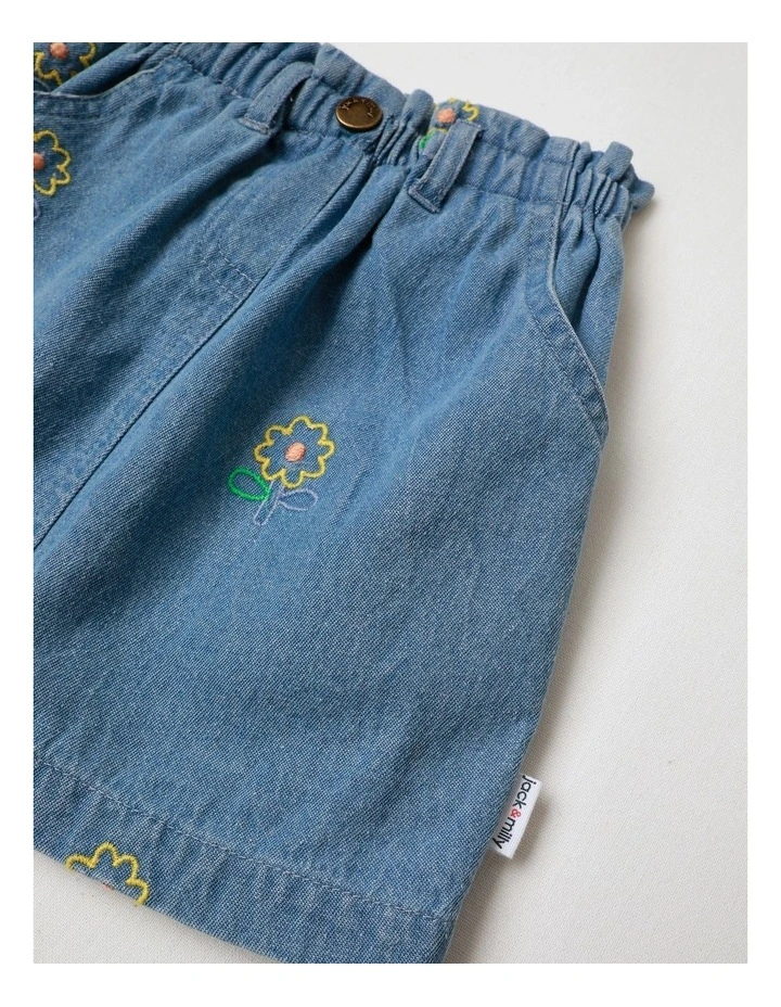 Ester Skirt With Embroidery in Denim image 2