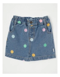 Josie Denim Short with Embroidered Spots in Denim