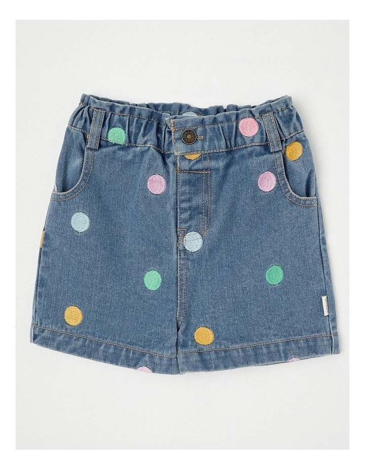 Josie Denim Short with Embroidered Spots in Denim image 1