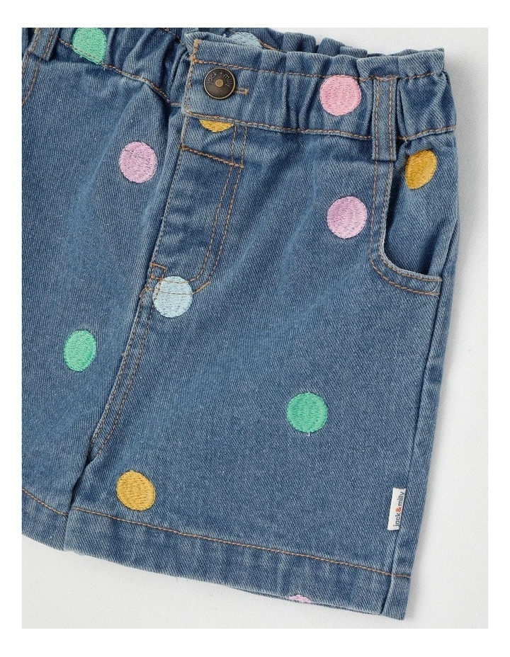 Josie Denim Short with Embroidered Spots in Denim image 2