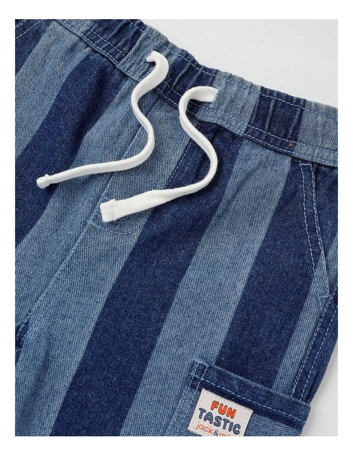 Gabe Laser Print Stripe Denim Short in Denim image 2