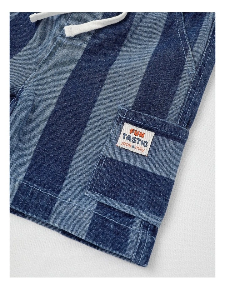 Gabe Laser Print Stripe Denim Short in Denim image 4