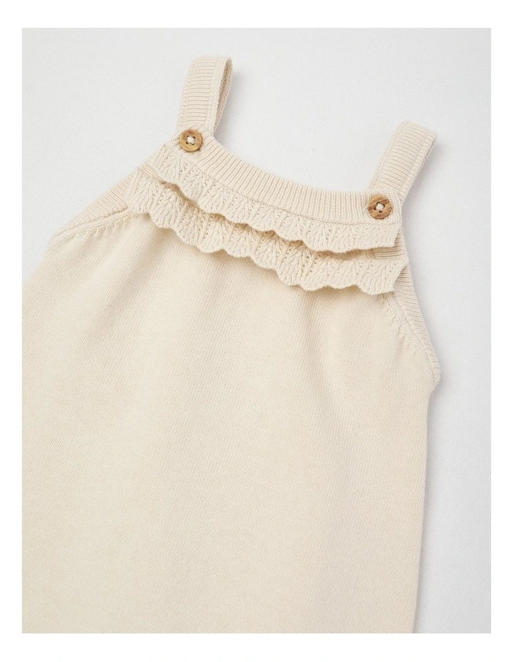 Naturals Florence Knitted Frill Overall in Beige image 2
