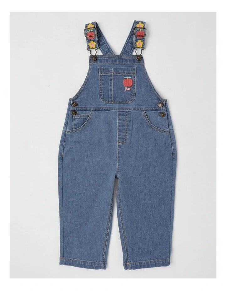 Alice Denim Overall with Embroidered Shoulder Straps in Denim image 1