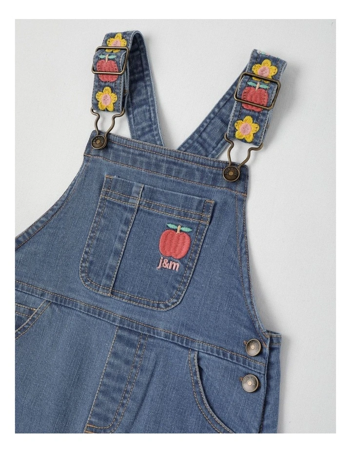 Alice Denim Overall with Embroidered Shoulder Straps in Denim image 2