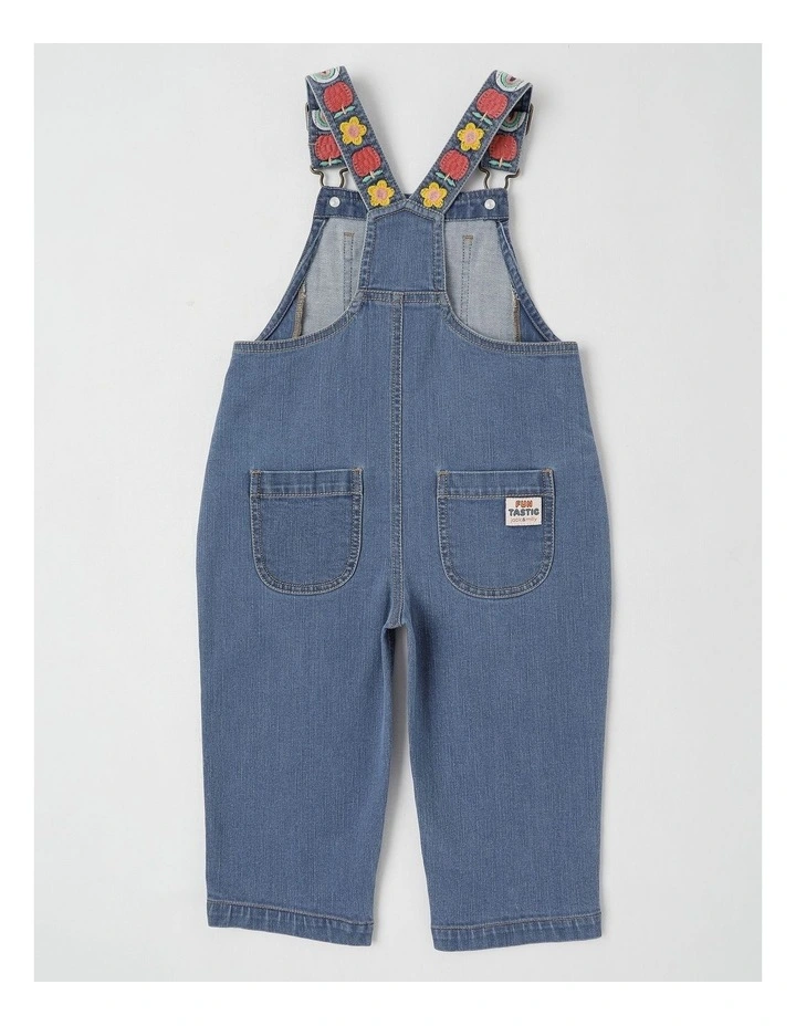Alice Denim Overall with Embroidered Shoulder Straps in Denim image 3