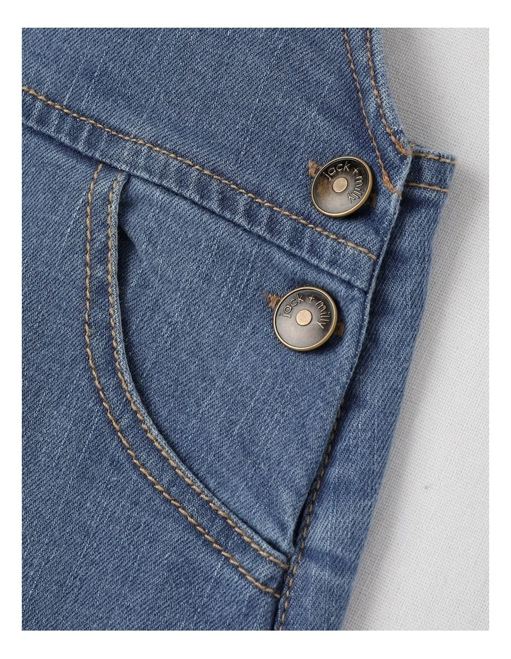 Alice Denim Overall with Embroidered Shoulder Straps in Denim image 4