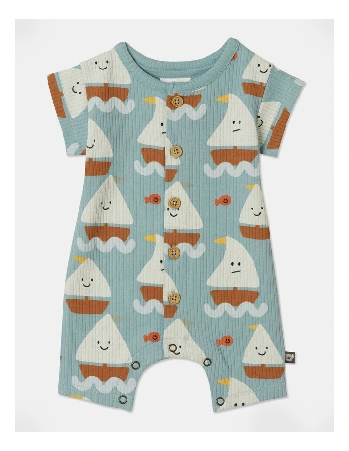 Jed Sailing Rib Romper in Blue image 1