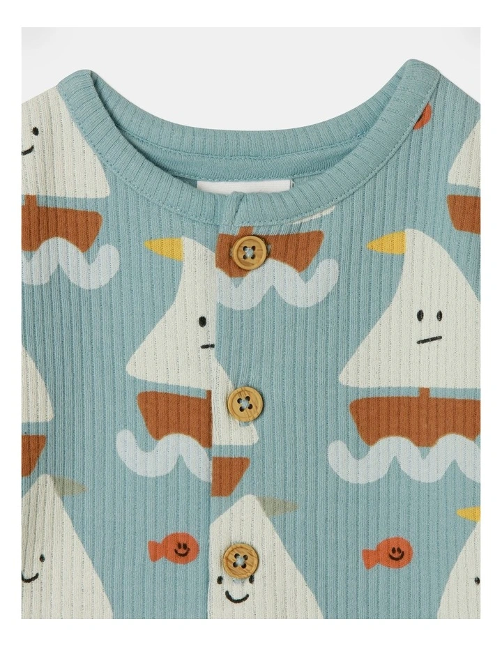 Jed Sailing Rib Romper in Blue image 2