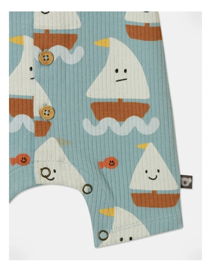 Jed Sailing Rib Romper in Blue image 4