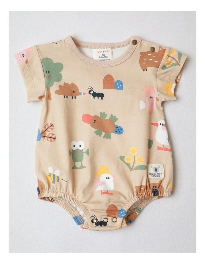 Naturals 2 Pack Bodysuit with Echidna Embroidery in Oatmeal image 2