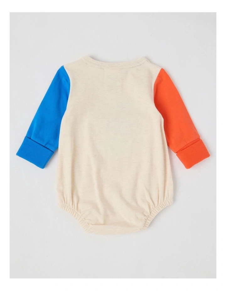 Freddie Newborn Bodysuit with Doggo Boucle in Red and Oatmeal image 3